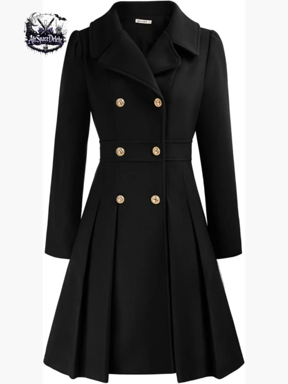 Knee-Length Trench Coat with Notch Lapel Double Breasted A-Line Silhouette